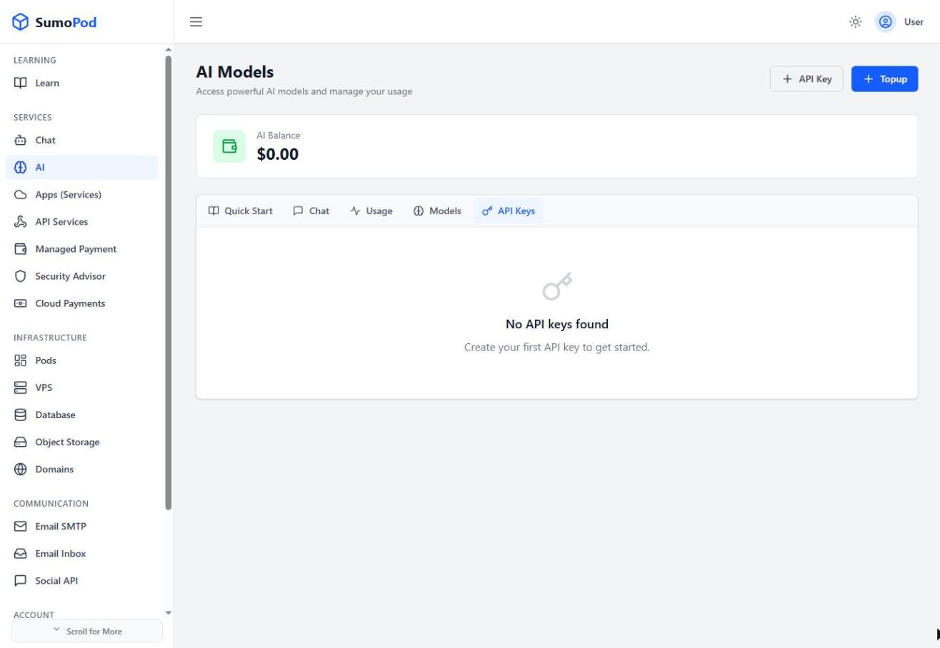 The API Keys tab, listing existing keys