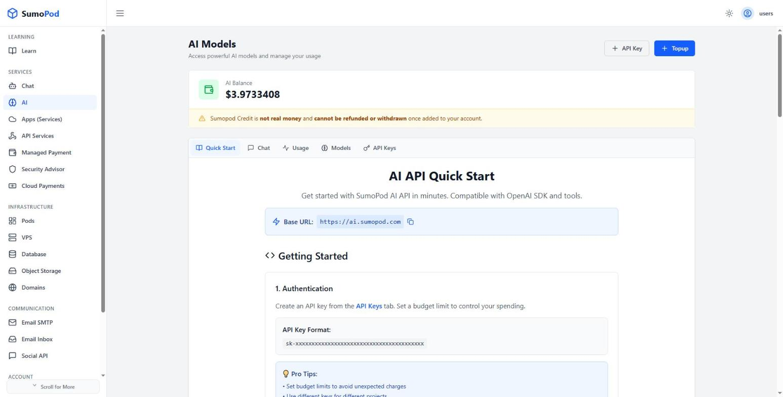 The AI page with the Topup button at the top right