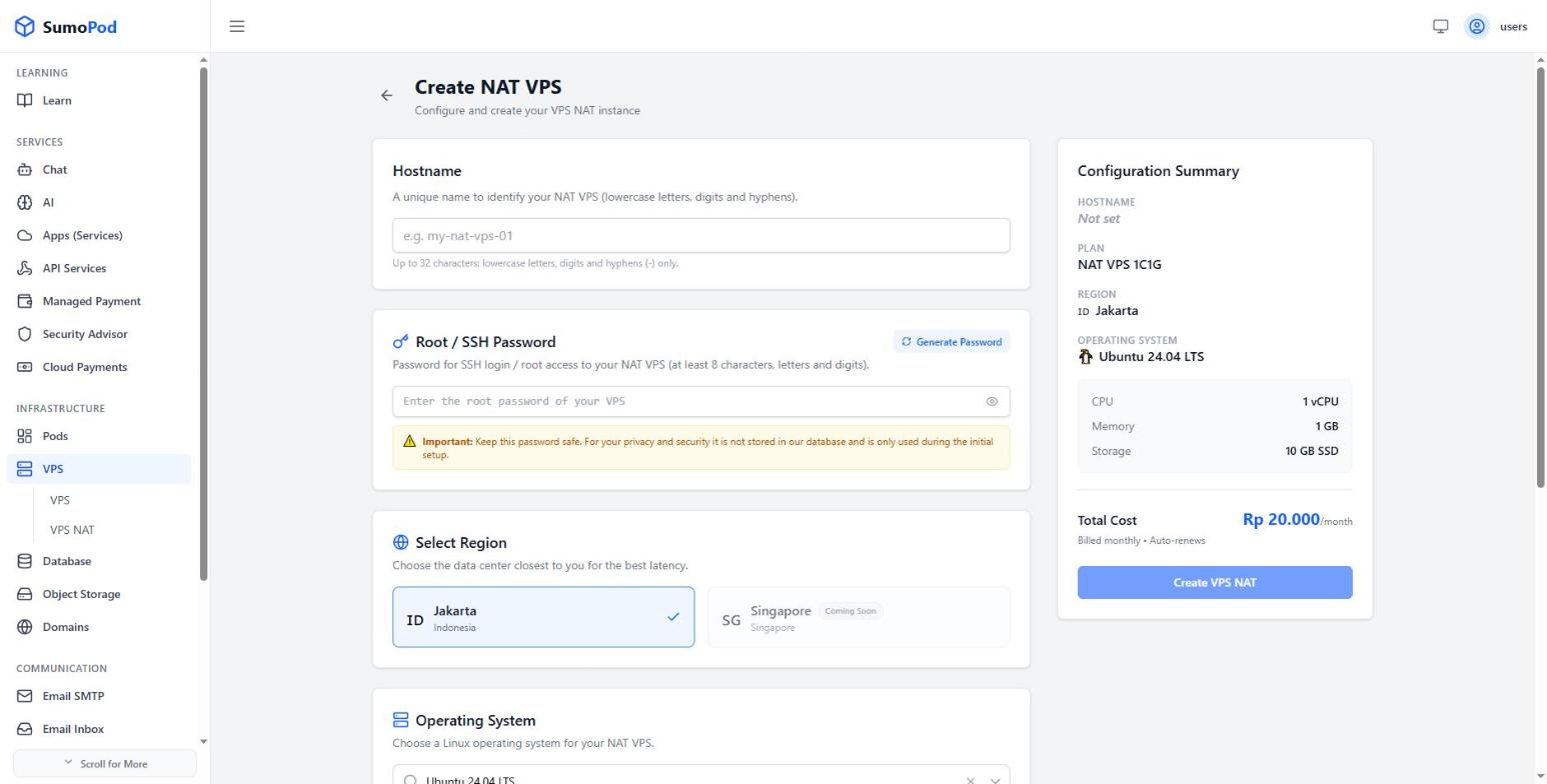 The hostname and root/SSH password fields on the create form