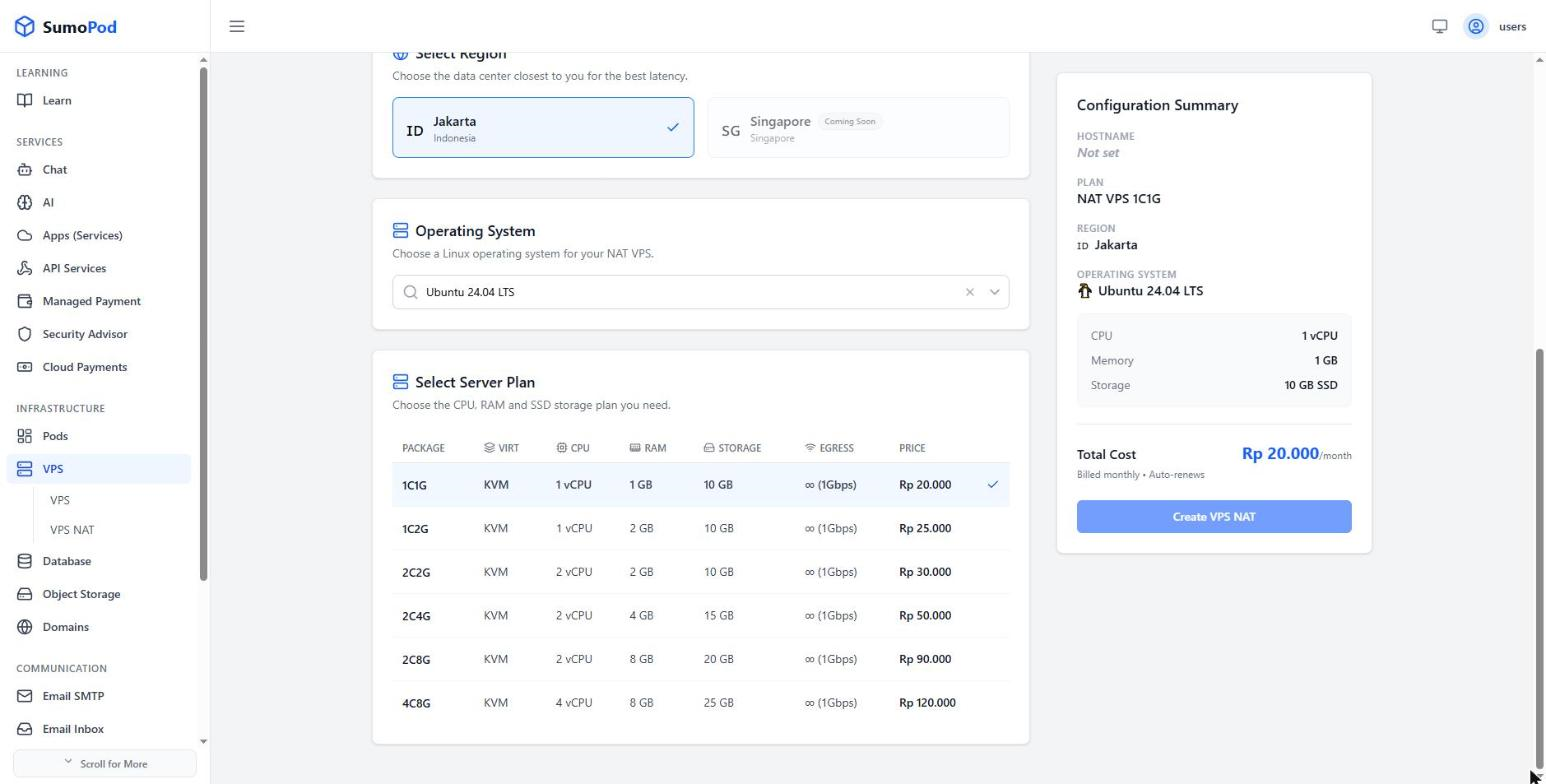 The server plan table and the configuration summary