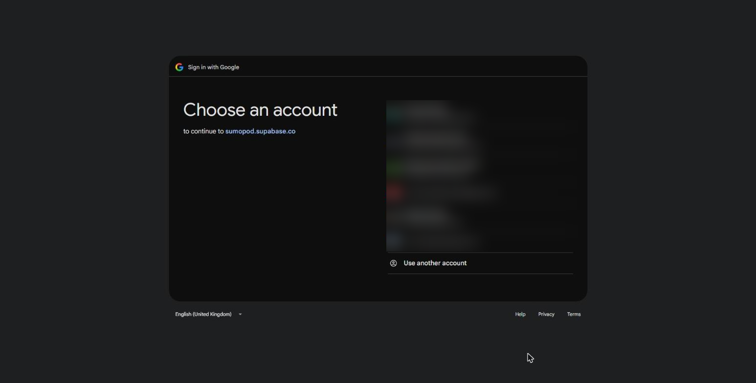 Choosing the Google account you used to sign up