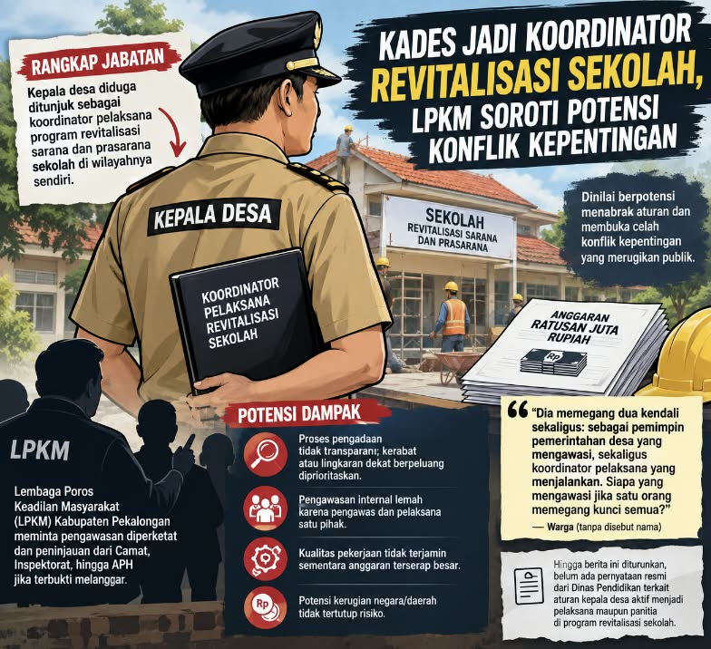 Kades Jadi Koordinator Revitalisasi Sekolah di Pekalongan, LPKM Pertanyakan Potensi Konflik Kepentingan